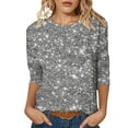 thumbnail image 4 of T Shirts for Women Sequin Clothes Silver Long Sleeve Sparkly Top Glittery Top Dressy Tops for Women Night Out Womens Party Tops, 4 of 4