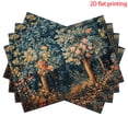 4pcs Rectangle Flax placemats,Classical-style trees and flower ...