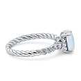 thumbnail image 2 of Twisted Rope Hidden Halo Oval Women Engagement Ring Lab Created White Opal 925 Sterling Silver, 2 of 5