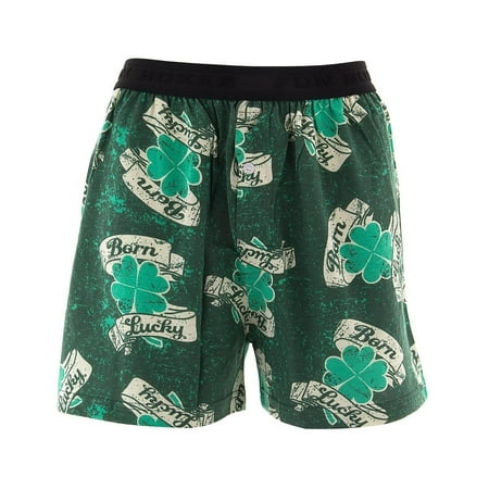 Born Boxers - St. Patrick's Day Born Lucky Men's Boxer Shorts, Green, Size: Large