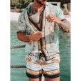 thumbnail image 1 of Conjuntos de hombre 2022, camisa informal de manga corta con solapa de retales estampada, pantalones cortos de playa, ropa de calle de verano, trajes hawaianos para vacaciones, S-3XL para hombre Tan Jianjun unisex, 1 of 2