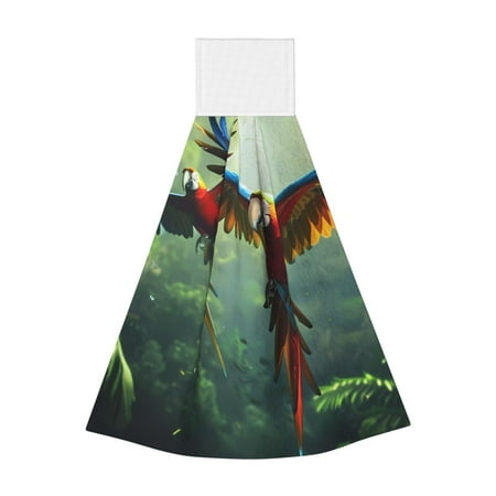 

Wukai Flying Parrots In Jungle Print Kitchen Towels Quick Dry Washcloths Coral Velvet Dishtowels Multipurpose Reusable Cloths Soft Tea Absorbent Cleaning Cloths