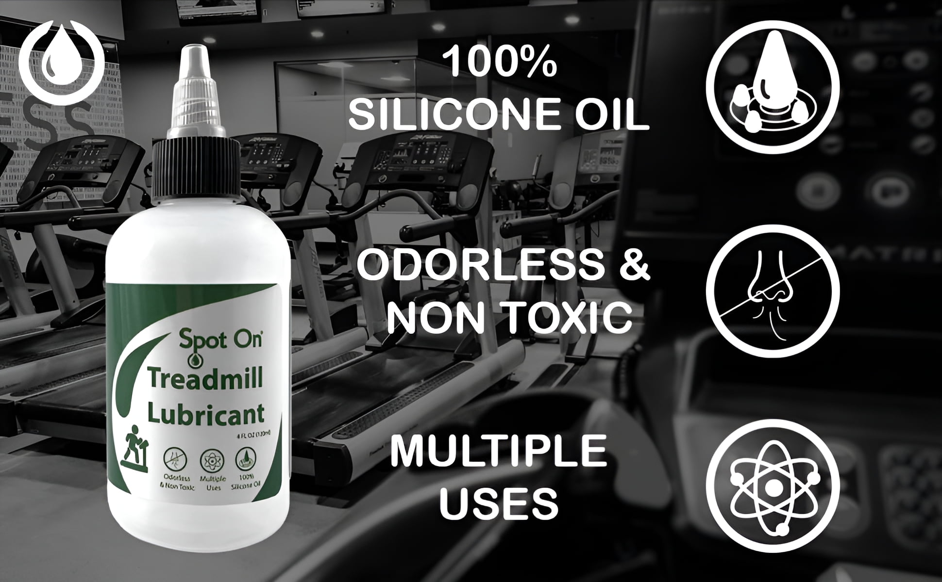 Spot On 100% Silicone Oil Treadmill Belt Lubricant Easy Squeeze Bottle, 4 fl oz