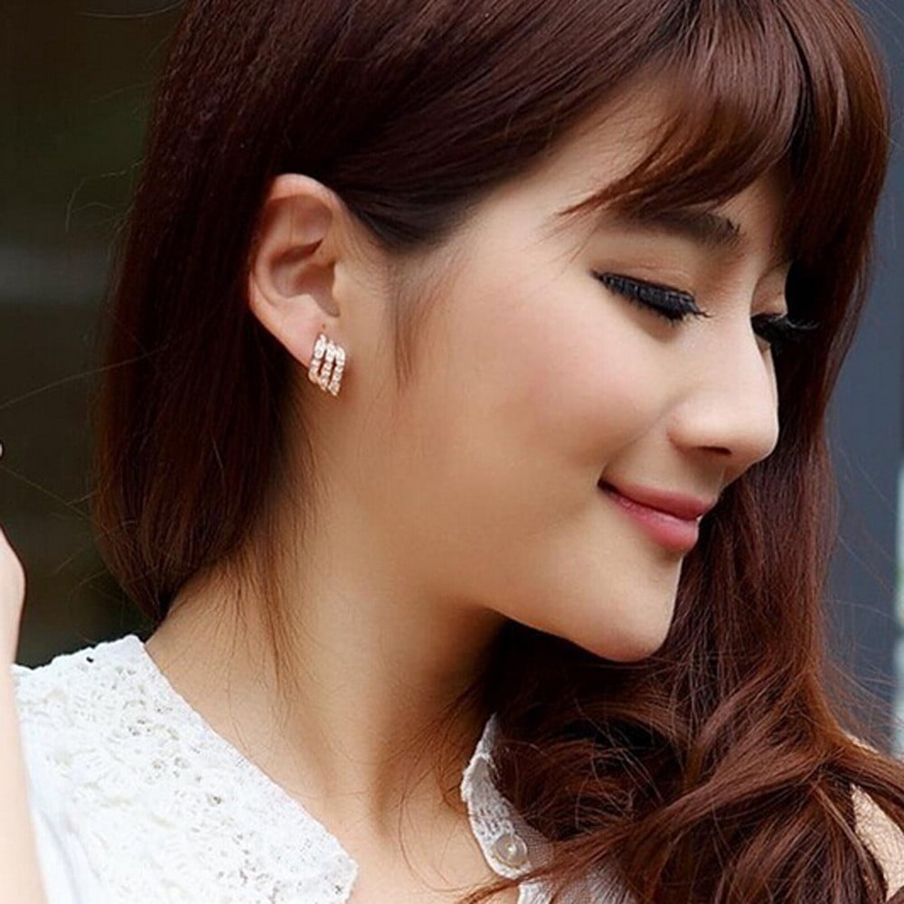 Tuscom Rose Gold Diamond-studded Personality Stud Earrings for Women Wedding Jewellery
