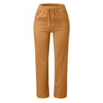 thumbnail image 6 of WULMLEO Women's Cotton Linen Pants,Summer Casual Loose Lightweight Straight Leg Pant with Pockets Orange S, 6 of 6