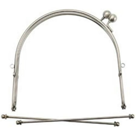 - 86117 Metal Purse Frame with Ball Clasp & Loops 6 in. -Antique Silver