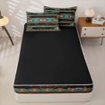 thumbnail image 4 of jejeloiu Southwestern Geometric Zipper Twin Comforter Sets with Fitted Sheet and 2 Pillowcases,Cowhide Pattern Zipper Bedding Set For Boys,Turquoise Brown,Black Reversible,4 Pieces, 4 of 7