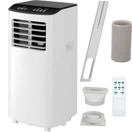 JoanKaren 3-in-1 8000 BTU Portable Air Conditioner Up to 350 Sq. Ft. Quiet AC Unit with Cooling,Dehumidifier & Fan,Energy-Saving,24-Hr Timer,Window Kit Included,White