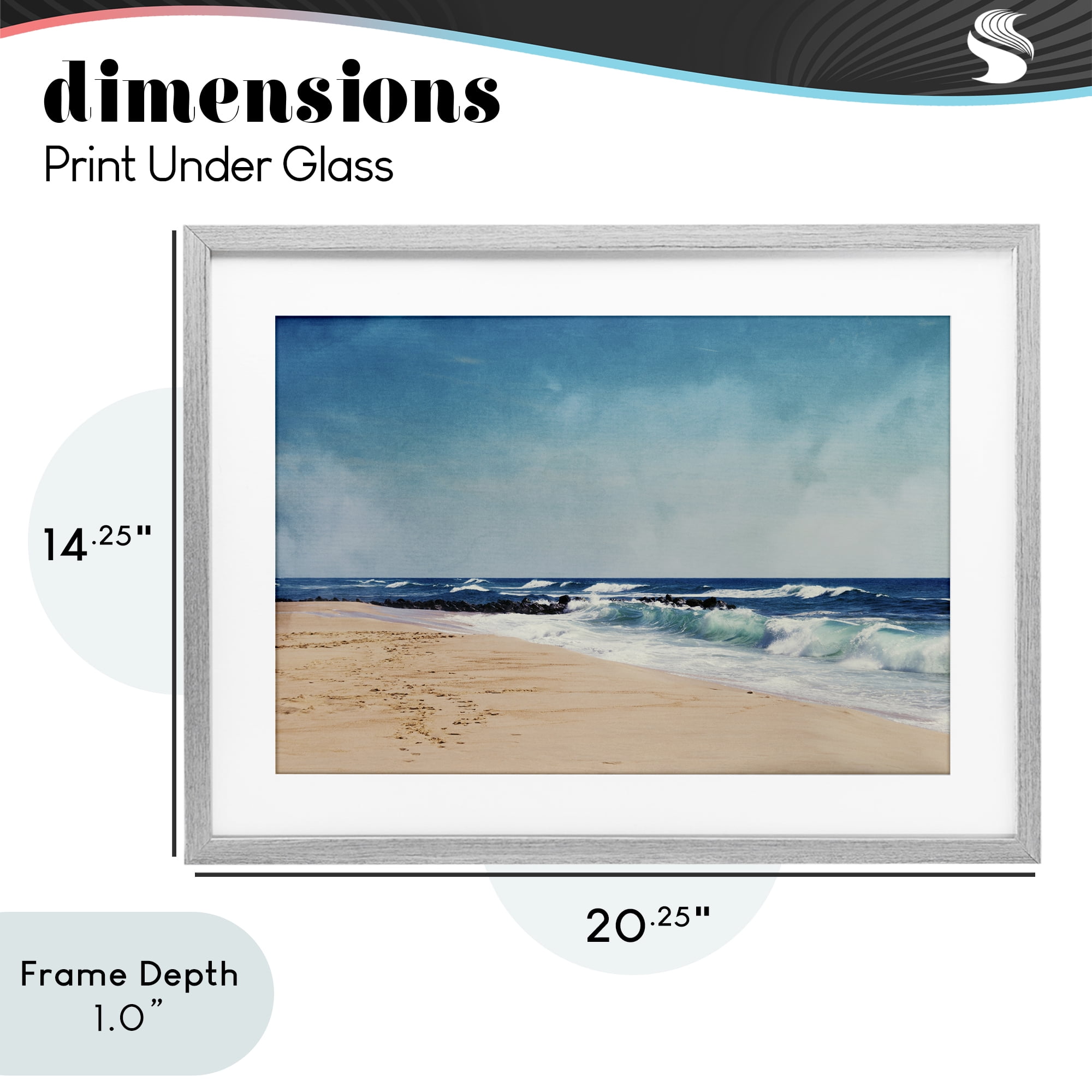 Stupell Industries Atlantic Waves Shoreline Gray Framed Print Under Glass, design by Dirk Wüstenhagen