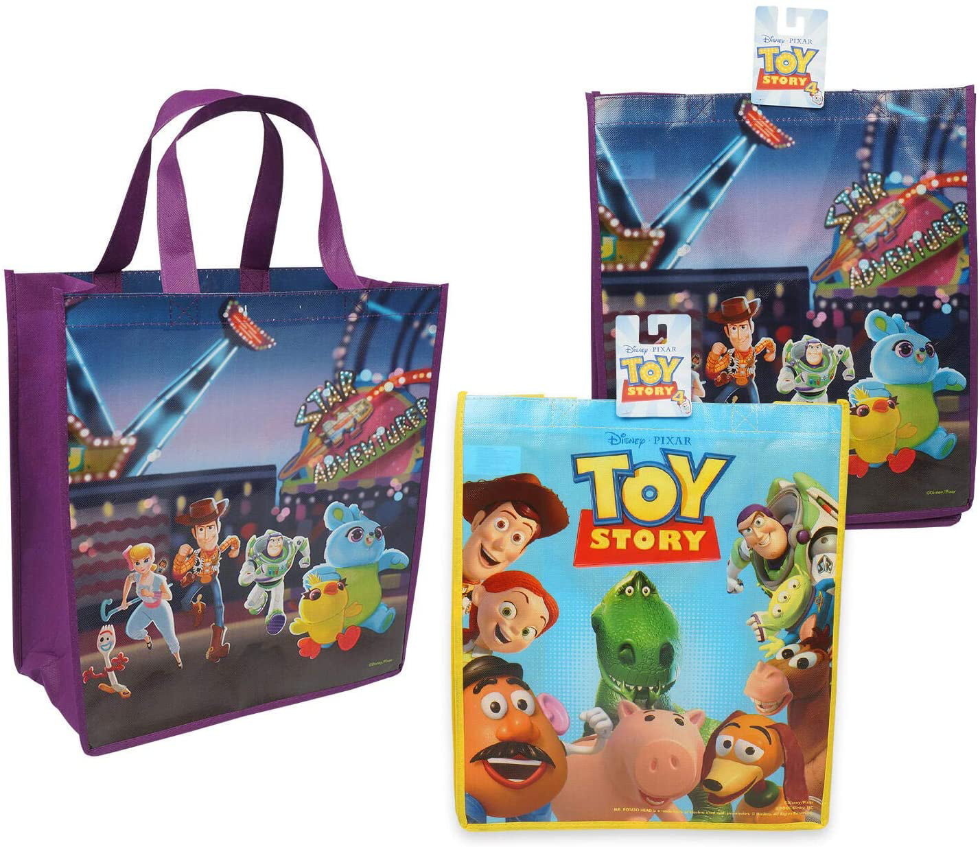 @LOT OF 2 DISNEY PIXAR TOY STORY LARGE REUSABLE TOTE/SHOPPING/GIFT BAGS@NWT! 