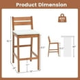 thumbnail image 3 of Costway Outdoor Wood Barstools Set of 2 Eucalyptus Wood Bar Height Chairs Cushioned Seat, 3 of 5
