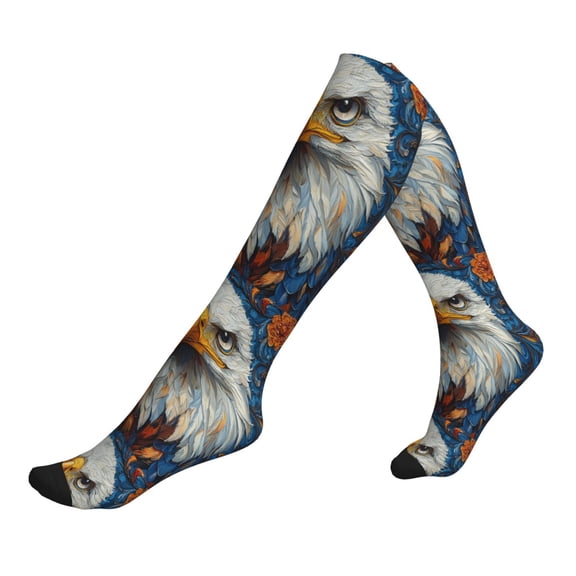 Unisex Sports Compression Socks for Nurses, Travel, Hiking & Office Work for Men Women, Bald Eagle
