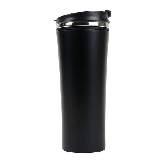 ImpecGear 15 ounce Vacuum Flask Mug, Double Wall Stainless Steel Thermo Cup - Black