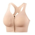 thumbnail image 1 of Spdoo Women's Zip Front Closure Sports Bra Wirefree Post-Surgery Bra Padded Racerback Workout Gym Yoga Bras,Pink S, 1 of 7