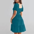 thumbnail image 5 of WEAIXIMIUNG Women Summer Mini Dresses Casual Square Neck Smocked Puff Sleeve Cute Short Dress Summer Dresses for Women 2024 Midi Vacation XXL Blue, 5 of 8