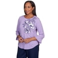 thumbnail image 3 of Alfred Dunner Womens Petite Floral Embroidery Flutter Sleeve Top, 3 of 6