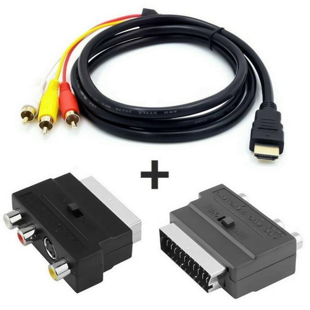 On Time!!HDMI-compatible to Scart Cable Audio Connector Male S-video to 3 RCA Scart 2-in-1 Adapter Cable For TV - Walmart.com