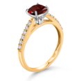 thumbnail image 3 of Gem Stone King 10K Yellow Gold 8MM Cushion Cut Red Garnet and White Lab Grown Diamond Engagement Ring for Women (2.78 Cttw, Gemstone January Birthstone, Size 7), 3 of 4