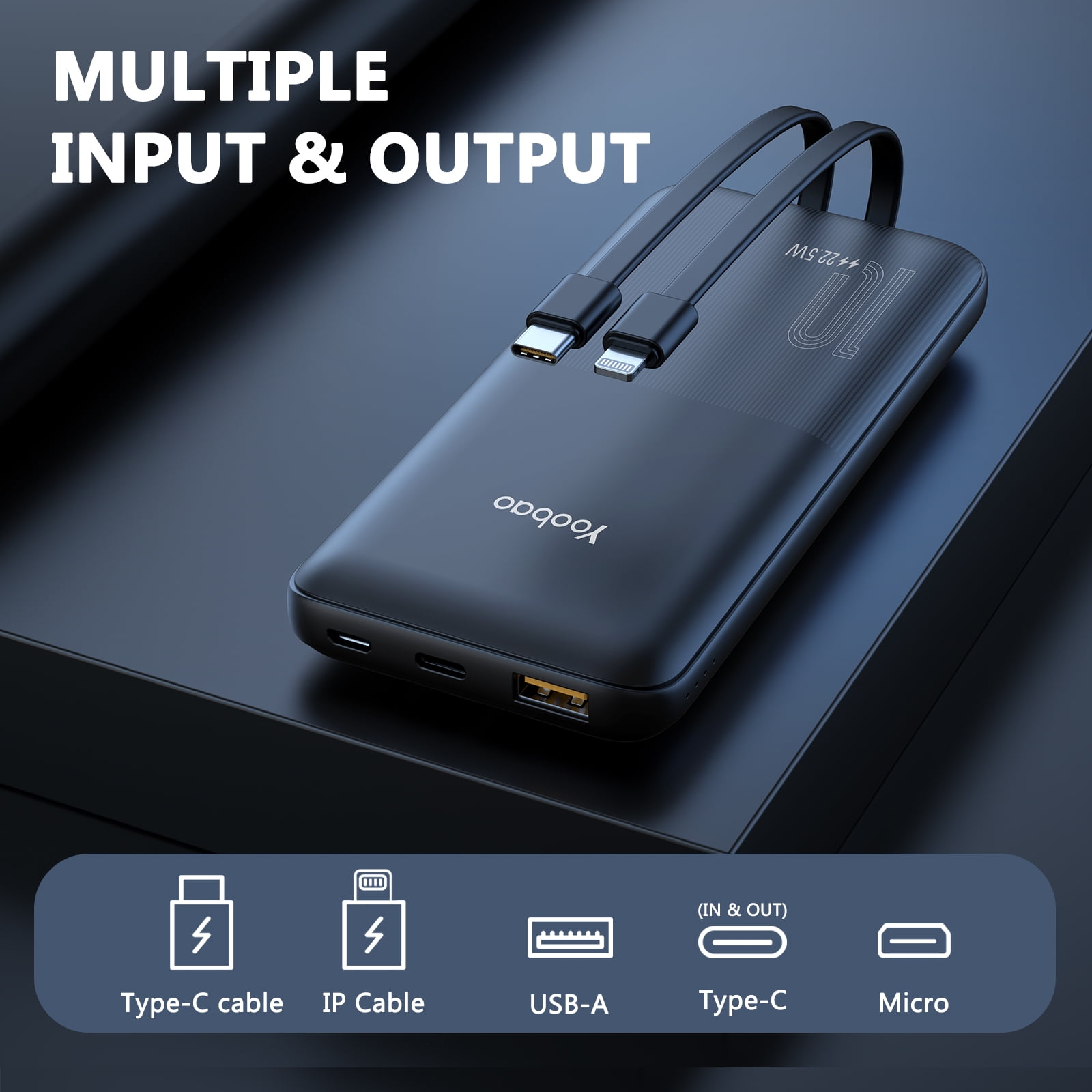 Yoobao Q12 12 000 mAh, cargador portátil carga rápida, ultra slim, 3,0 y  Huawei FCP, salida usb dual, batería externa para Samsung Huawei iPhone,  LG
