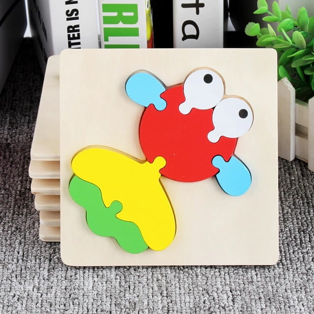 Rompecabezas de madera 3D para niños, rompecabezas de madera 3d de animales de dibujos animados, inteligencia para niños, juguetes educativos tempranos para niños