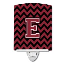 Letter E Chevron Garnet and Black Ceramic Night Light