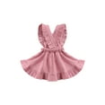 thumbnail image 5 of Canrulo Infant Baby Girl Corduroy Ruffle Strap Dress Suspender Skirt Embroidered Overall Dress Outfits Pink 6-9 Months, 5 of 8