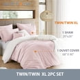 thumbnail image 4 of 2PC Pink/White Twin/Twin XL (68" x 90") 2 in 1 Reversible Duvet Cover & Sham Set (Comforter not Included), 4 of 6