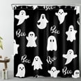 thumbnail image 3 of NEONWE Black and White Ghost Shower Curtain Cute Waterproof Fabric Bathroom Curtain 72x72 with Hooks, 3 of 8