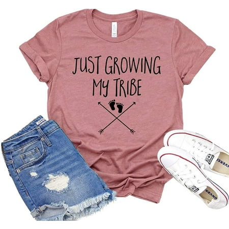 

Just Growing My Tribe T-Shirt Adding Baby Shirt Expecting Gifts Women s Announcement Tshirt Maternity Shirts