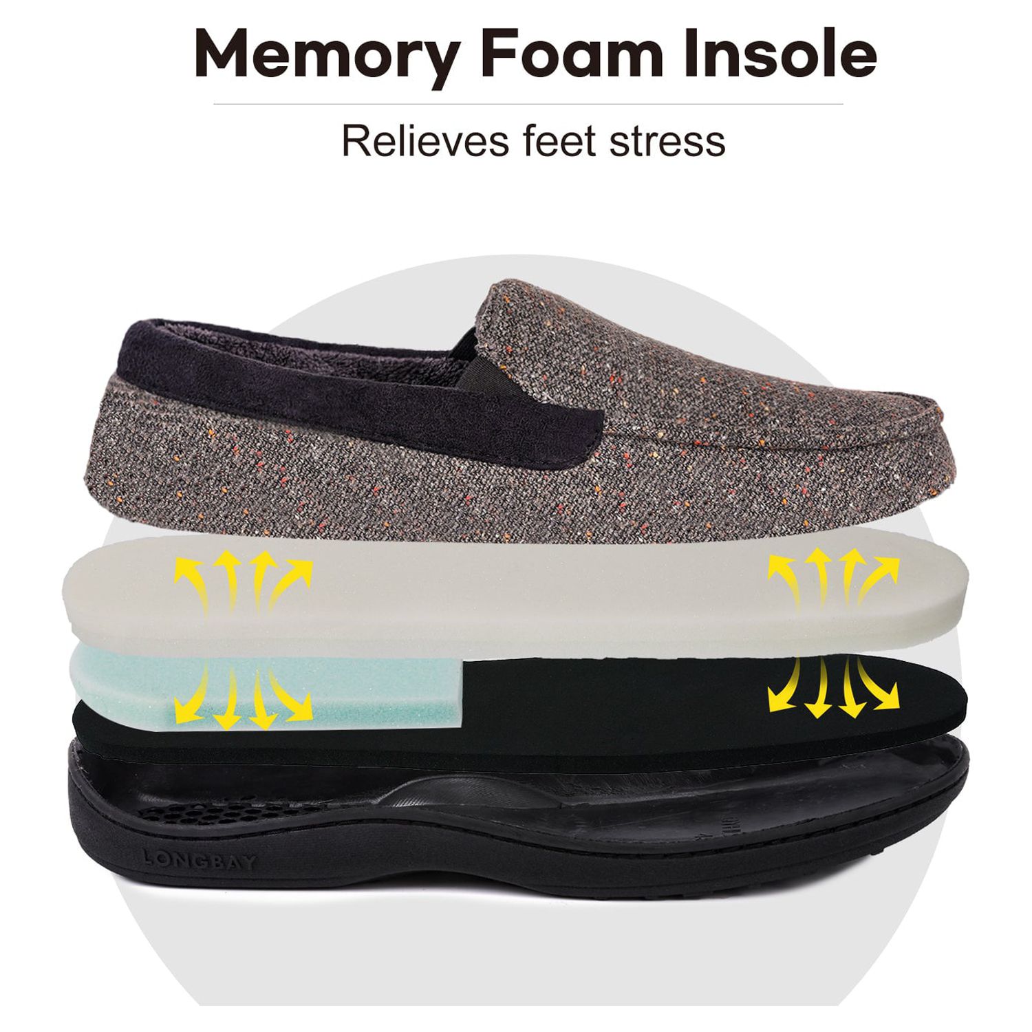 LongBay Men's Cozy Moccasin Slippers With Memory Foam photo 3