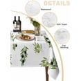 thumbnail image 2 of Green Olive Branches Table Cloth, Waterproof Tablecloth for Rectangle Tables, Spring Pastoral Leaves Botanical Reusable Washable Fabric Table Cover for Restaurant Kitchen Dining Tables 54"x108", 2 of 9