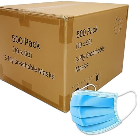 Disposable Face Masks – 500 Pack (10 × 50) 3-Ply Breathable, Non-Medical Face Cover with Bendable Nose Wire & Soft Elastic Earloops for Home, Office, School & Travel$$Tools & Hardware Other