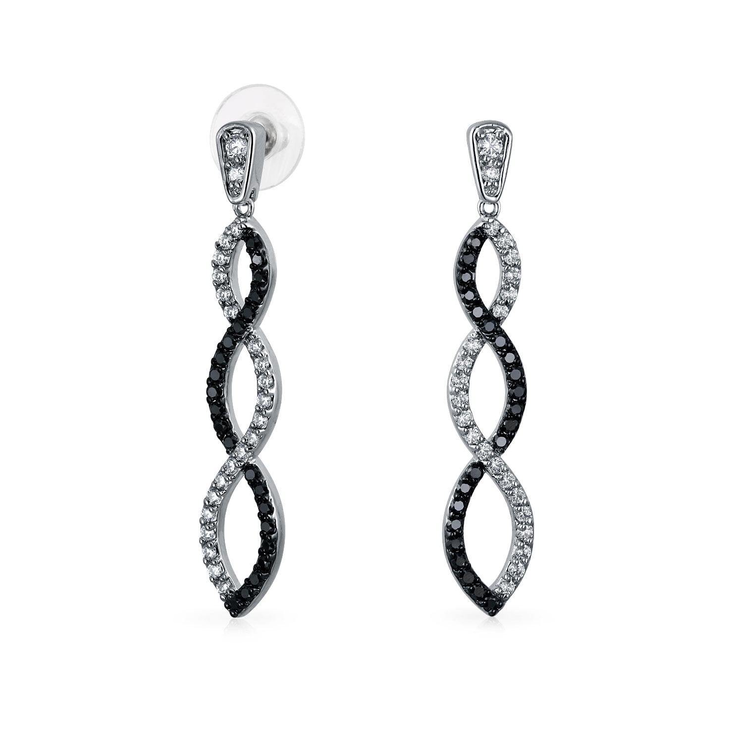 14k Gold-plated pave Cubic Zirconia Spiral Twist Drop Earrings 14k Gold-plated pave Cubic Zirconia Spiral Twist Drop Earrings