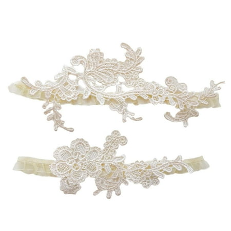 

2 Pieces Bride Lace Garter Wedding Garter Set Elastic Clothing Accessories Elegant Leg Belt Lace Leg Garter for Parties Evenings Dance Gift beige