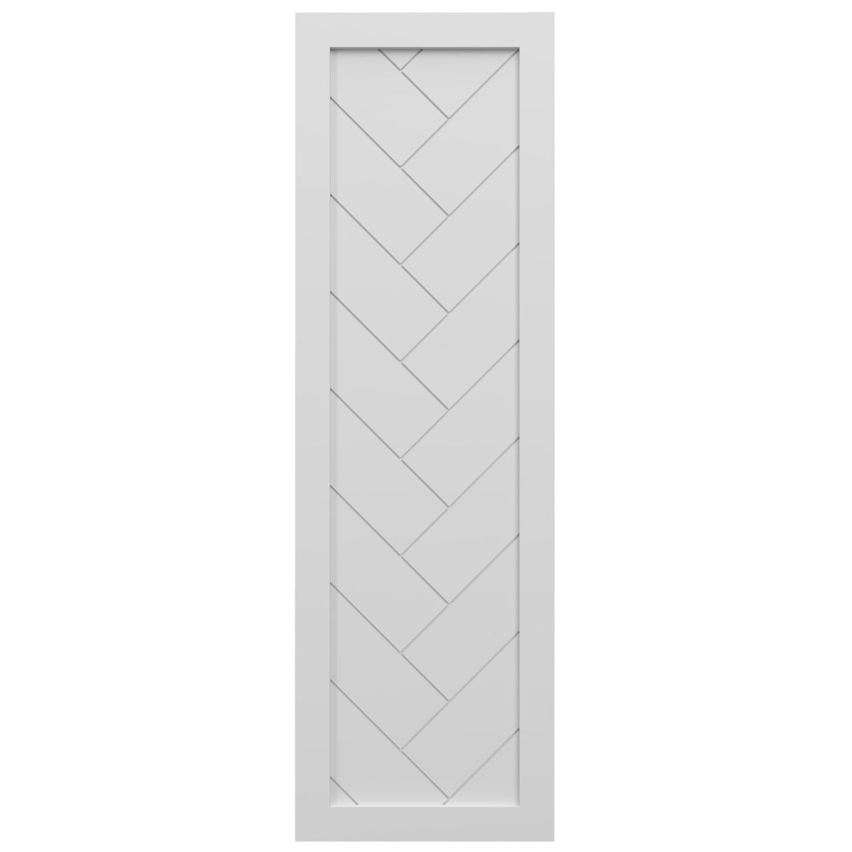 12"W x 57"H True Fit PVC Single Panel Herringbone Modern Style Fixed Mount Shutters, White (Per Pair - Hardware Not Included)