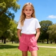 thumbnail image 4 of Jalioing Kids Cotton Linen Shorts Summer Casual Plain Elastic Waist Shorts Boys Girls Side Slit Lounge Shorts with Pocket, 4 of 9