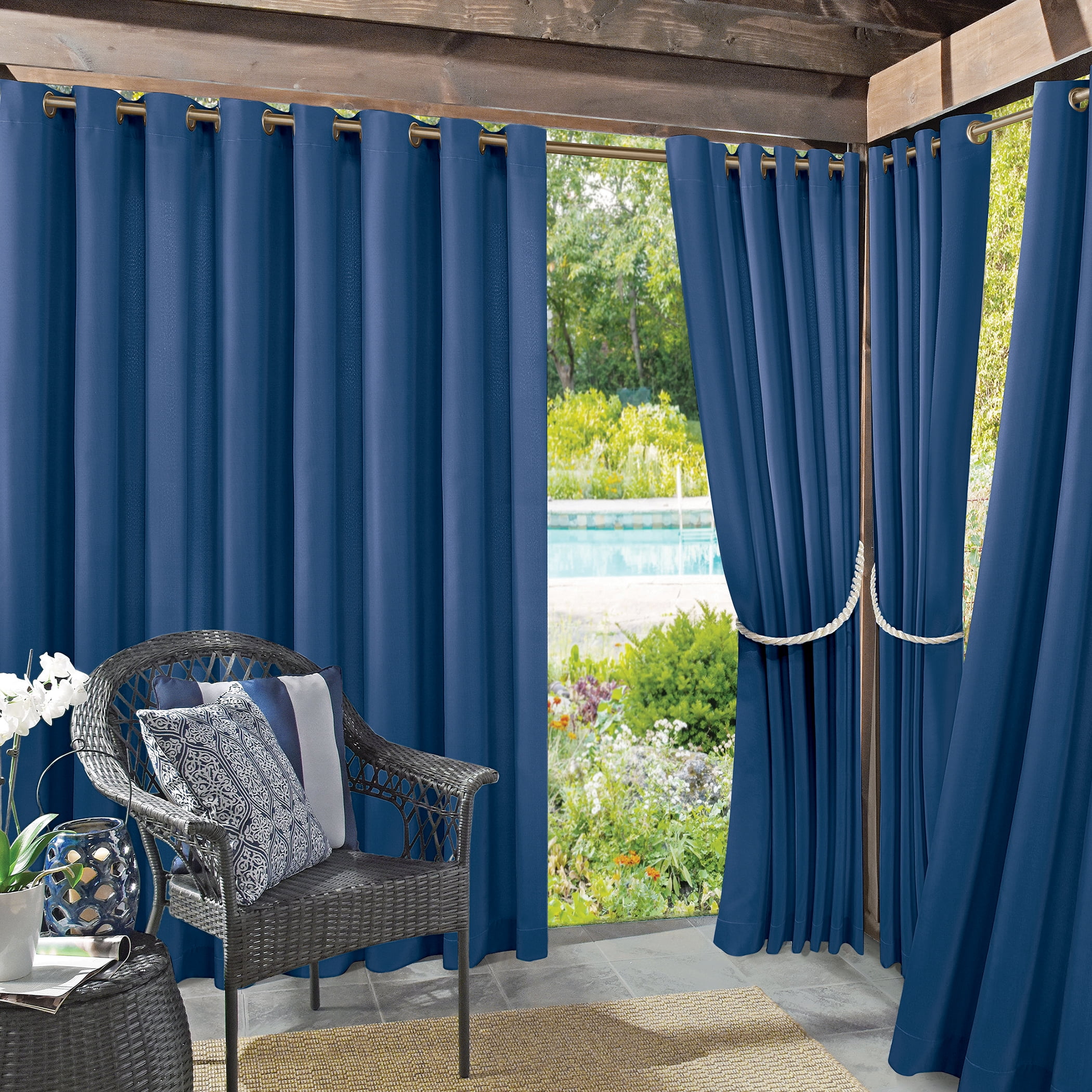 Sun Zero Sailor Indoor/Outdoor UV Protectant Room Darkening Grommet Curtain Panel