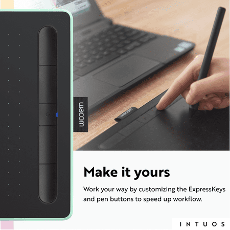 Wacom - Intuos Graphic Drawing Tablet for Mac, PC, Chromebook & Android (Small) with Software Included (Wireless) - Pistachio