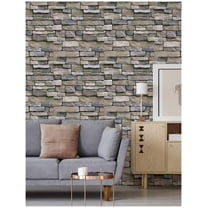 Peel and Stick Brick Wallpaper Stone Khaki/Red/Blue Prepasted Bedroom Decorative 17.7in x 19.7ft
