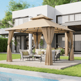 thumbnail image 2 of Aoxun 10x10 FT Outdoor Gazebo with Double Roof, Heavy-Duty Metal Frame Canopy featuring Privacy Screen for Patio, Garden, Deck and Backyard (Beige), 2 of 8