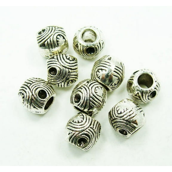 8x9mm 20 Pieces Bali Style Pewter Drum Beads For Jewelry Making