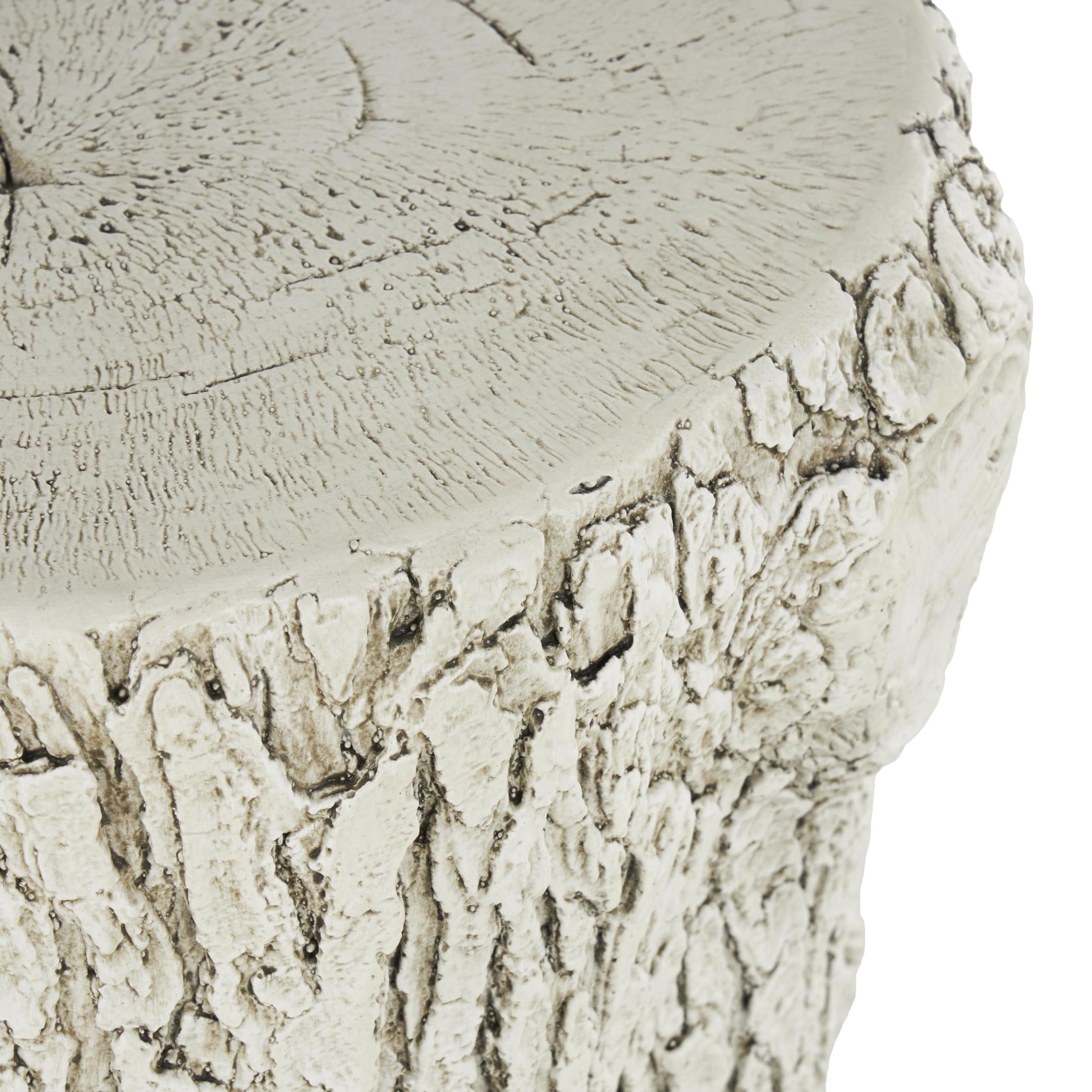 DecMode Magnesium Oxide Squirrel Tree Trunk Garden Stool with Brown Accents, White