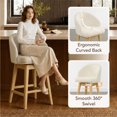thumbnail image 3 of ReNest 27" Counter Height Bar Stools, Upholstered Barrel Back Barstools with Solid Wood Legs & Footrest, for Kitchen Island & Home Bar, Cream Fabric, Set of 4, 3 of 13