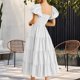 thumbnail image 5 of Vestido Plisado De Mujer Vestido plisado de mujer con mangas abullonadas, vestido de columpio grande fruncido para fiesta (blanco M) Ygjytge para Mujer Blanco T L, 5 of 5