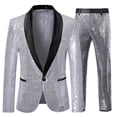 thumbnail image 1 of Ceisia Men's Slim Fit Sequin Shawl Collar Blazer & Trousers Set | Party & Performance Wear Gifts, 1 of 5