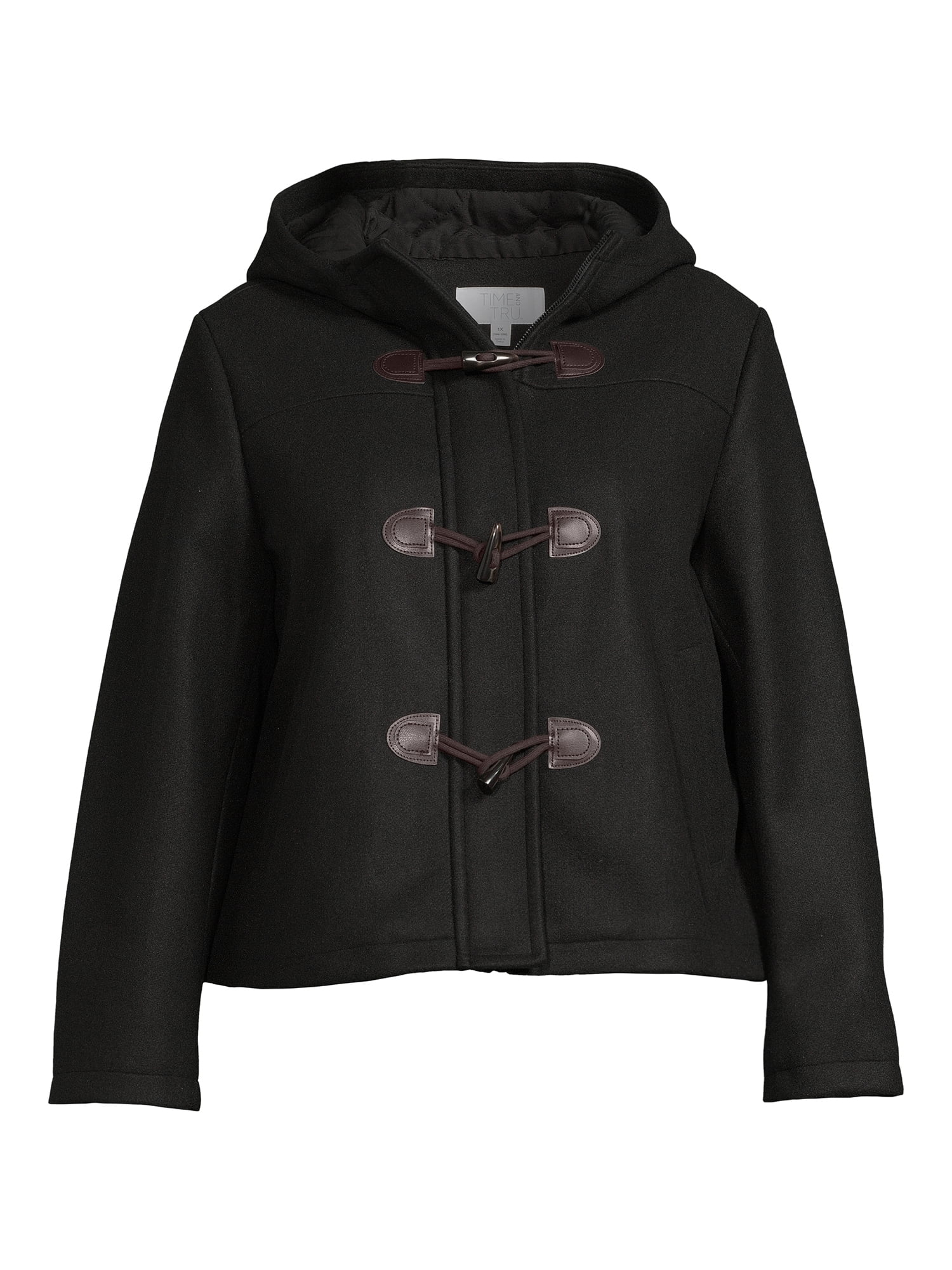Time and Tru Women's and Plus Toggle Coat with Hood - Walmart.com