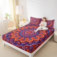 thumbnail image 4 of Manfei Bohemian Mandala Bed Sheets 4pcs for Girls Women, Hippie Floral Flower King Sheets, Purple Orange Sheet Set, Ultra Soft Home Decor, 4 of 7