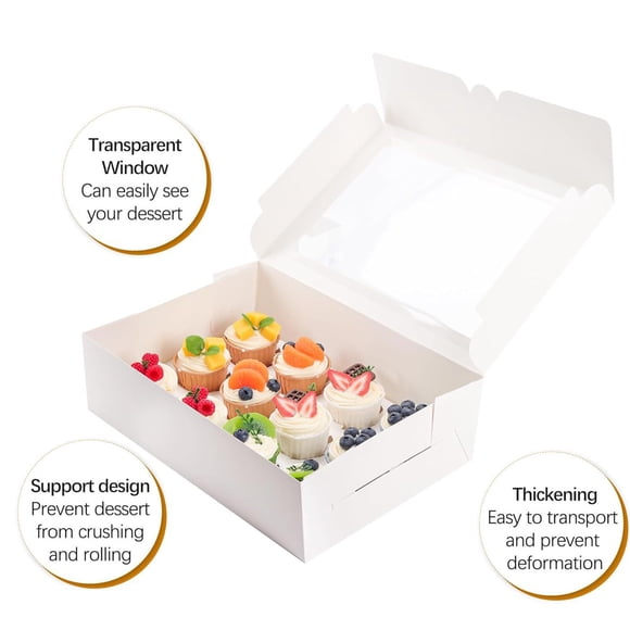 YAOMOBB Cupcake Paper Box Clear Window Cupcake Packing Box with Insert Bakery Dessert Container
