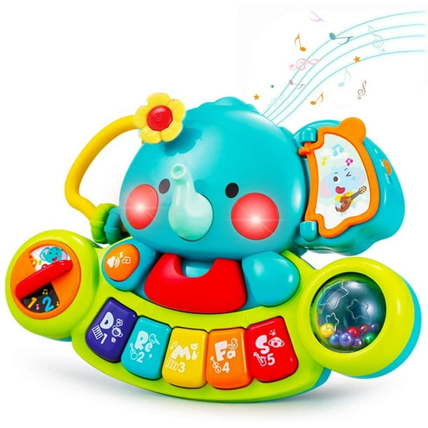 Jouets de piano pour bébé de 6 à 12 mois, jouets musicaux éléphant pour les  tout-petits de 1 à 3 ans, jouet de clavier de piano de musique lumières,  jouets d'apprentissage pour
