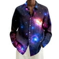 thumbnail image 2 of Mens Shirts Casual Plus Size Loose Full Carnival Digital Print Lapel Long Sleeve Button Down Blouses Loose Dress Shirts for Men Dark Purple XXXL, 2 of 4